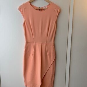 Elegant Peach Cap Sleeve Dress